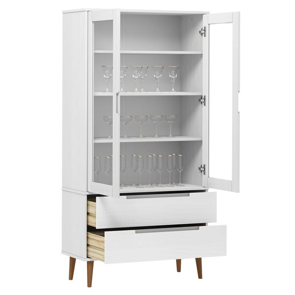 vidaXL Armoire &agrave; vitrine MOLDE Blanc 90x35x175 cm Bois de pin massif