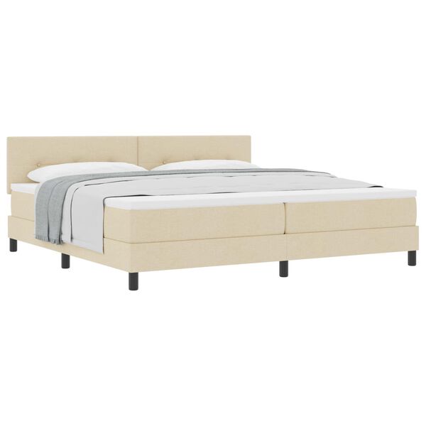 vidaXL Lit &agrave; ressorts avec matelas Cr&egrave;me 200 x 200 cm tissu
