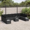 vidaXL Ensemble de canap&eacute; de jardin avec coussin 11 pcs Noir polyrotin
