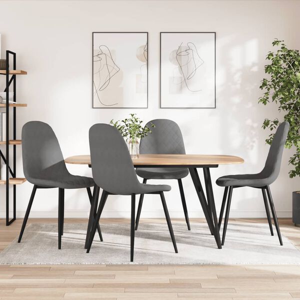 vidaXL Chaises &agrave; manger lot de 4 Gris clair Velours