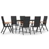 vidaXL Ensemble &agrave; manger de jardin 7 pcs Noir et marron R&eacute;sine tress&eacute;e