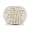 vidaXL Pouf tricot&eacute; &agrave; la main Coton 50 x 35 cm Blanc
