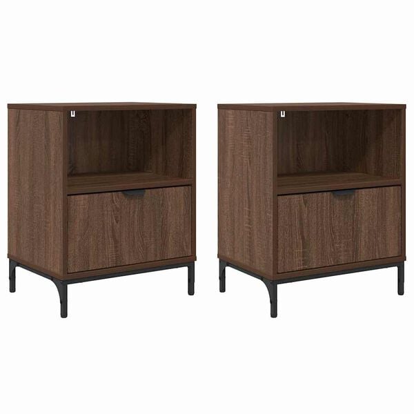 vidaXL 2 pcs Ch&ecirc;ne marron 49 x 36 x 61 cm Bois d'ing&eacute;nierie