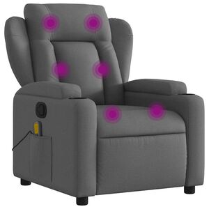 vidaXL Fauteuil de massage inclinable gris fonc&eacute; tissu