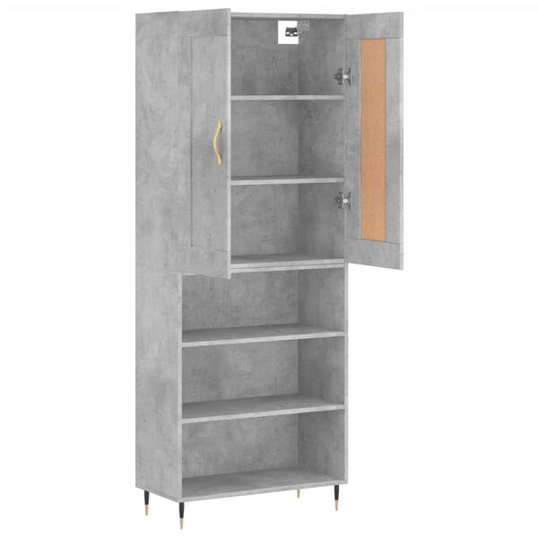 vidaXL Buffet haut Gris b&eacute;ton 69,5x34x180 cm Bois d'ing&eacute;nierie