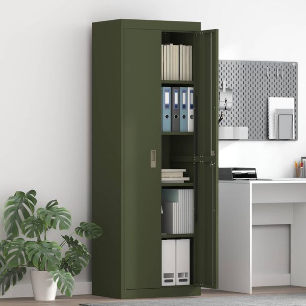 vidaXL Armoire de rangement 2 pcs Vert olive 60 x 40 x 180 cm