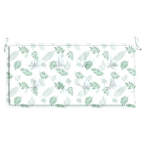 vidaXL Coussin de banc de jardin motif de feuilles 120x50x3 cm