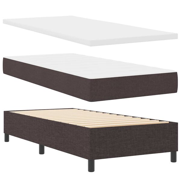 vidaXL Lit &agrave; ressorts avec matelas Marron fonc&eacute; 90 x 190 cm tissu