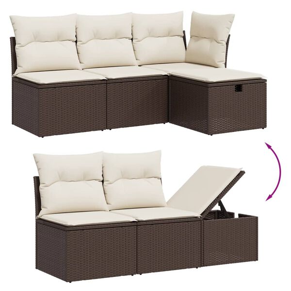 vidaXL Salon de jardin avec coussins 6 pcs marron r&eacute;sine tress&eacute;e