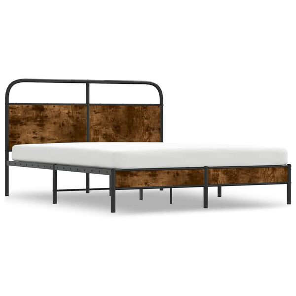 vidaXL Cadre de lit sans matelas 160x200 cm ch&ecirc;ne fum&eacute; bois ing&eacute;nierie