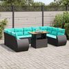vidaXL Salon de jardin 10 pcs avec coussins noir r&eacute;sine tress&eacute;e