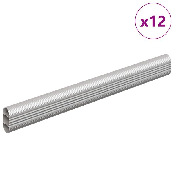 vidaXL Tige de placard 12 pcs Argent&eacute; 764 x 15 x 29 mm