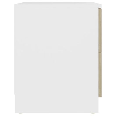 vidaXL Tables de chevet 2 pcs Blanc/chêne sonoma 40x40x50 cm Aggloméré
