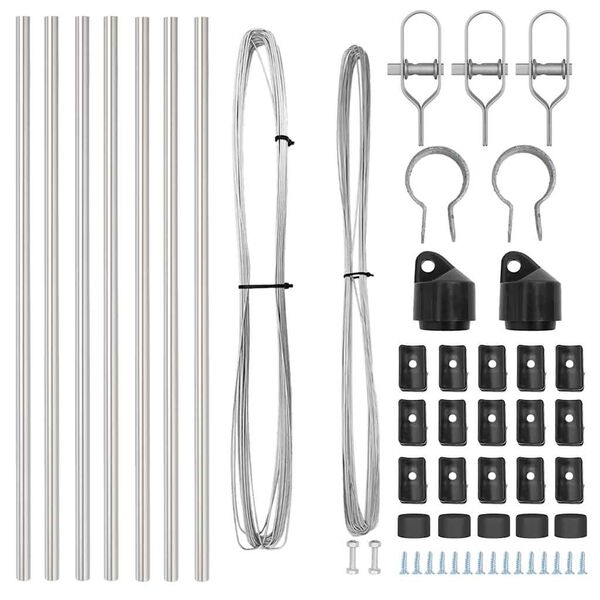 vidaXL Poteau de cl&ocirc;ture. 7 pcs Argent&eacute; Acier