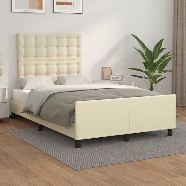 vidaXL Cadre de lit sans matelas cr&egrave;me 120x190 cm similicuir