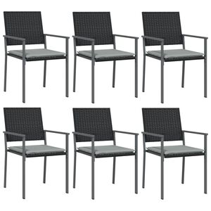 vidaXL Chaises de jardin et coussins lot de 6 noir 54x62,5x89 cm rotin