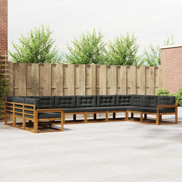 vidaXL Ensemble de canap&eacute;s d'ext&eacute;rieur 10 pcs Naturel et Anthracite