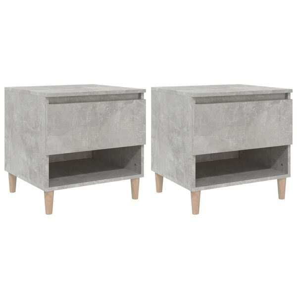 vidaXL Tables de chevet 2 pcs Gris b&eacute;ton 50x46x50 cm Bois d&rsquo;ing&eacute;nierie