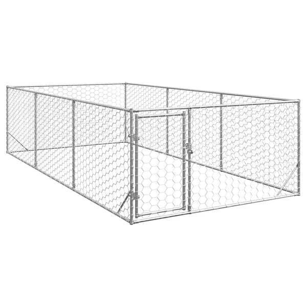 vidaXL Niche d'extérieur pour chien avec porte, 2 x 4 x 1 m, acier galvanisé