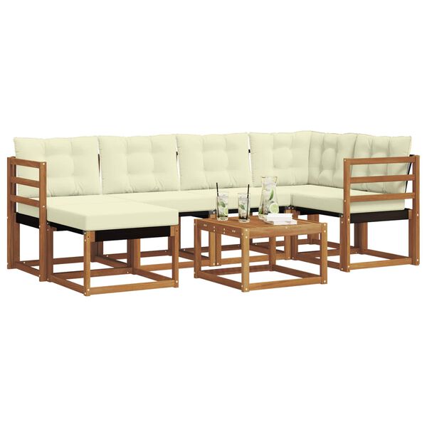 vidaXL Ensemble de canap&eacute;s d'ext&eacute;rieur 7 pcs Naturel et Cr&egrave;me
