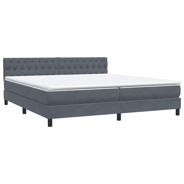 vidaXL Sommier &agrave; lattes de lit et matelas gris fonc&eacute; 180x210cm velours