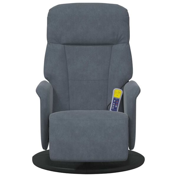 vidaXL Fauteuil inclinable de massage repose-pied gris fonc&eacute; velours