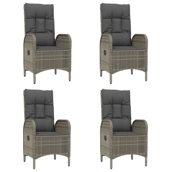 vidaXL Ensemble &agrave; manger de jardin coussins 5 pcs noir et gris