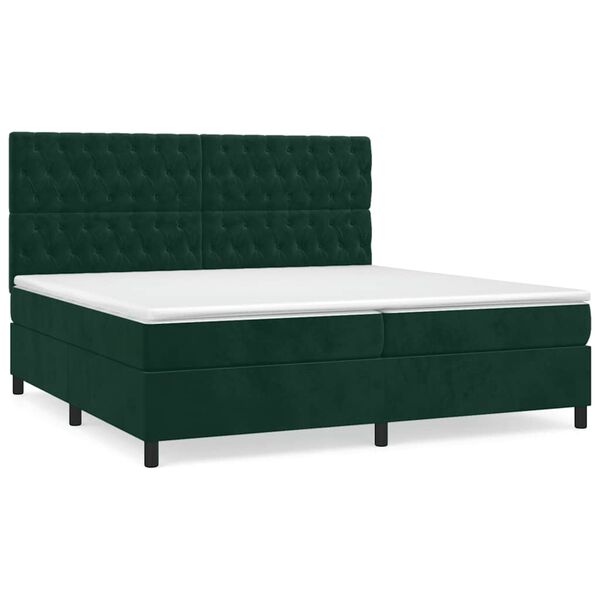 vidaXL Sommier &agrave; lattes de lit et matelas Vert fonc&eacute; 200x200cm Velours