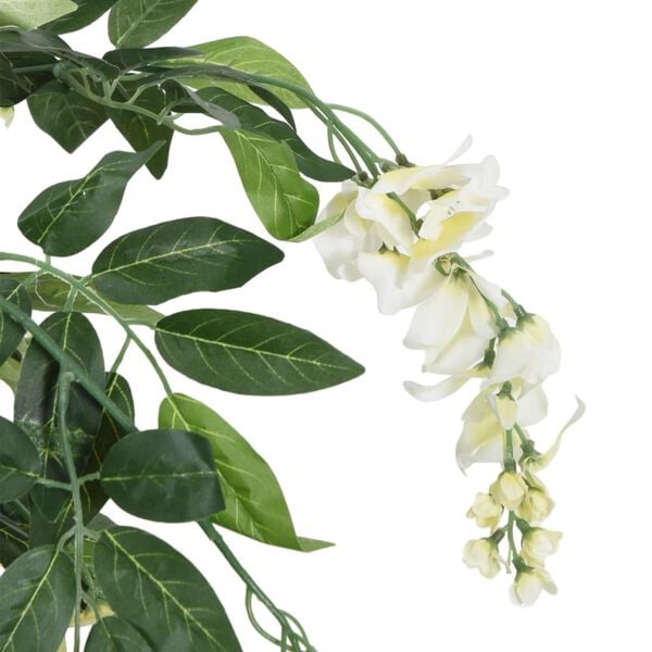 vidaXL Glycine artificielle 1470 feuilles 200 cm vert et blanc