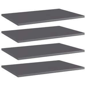 vidaXL Panneaux biblioth&egrave;que 4 pcs Gris brillant 60x40x1,5cm Agglom&eacute;r&eacute;