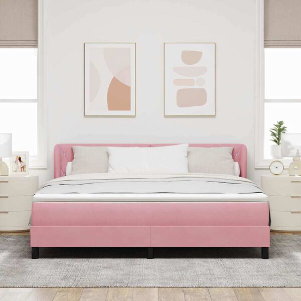 vidaXL Lit &agrave; ressorts avec matelas Rose 180 x 200 cm Velours