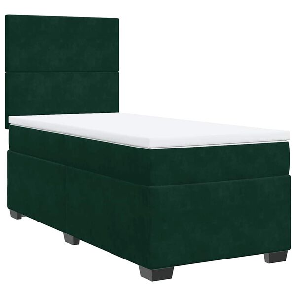 vidaXL Sommier &agrave; lattes de lit avec matelas Vert fonc&eacute; 90x200 cm