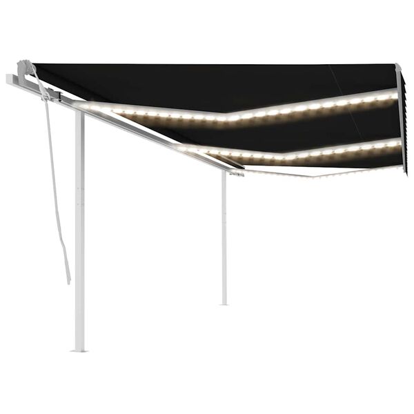 vidaXL Auvent manuel r&eacute;tractable avec LED 6x3 m Anthracite