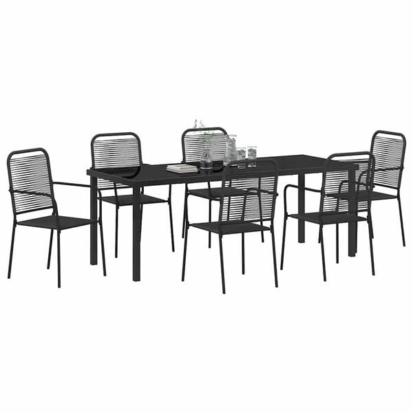 vidaXL Ensemble de salle &agrave; manger pour jardin 7 pcs Noir