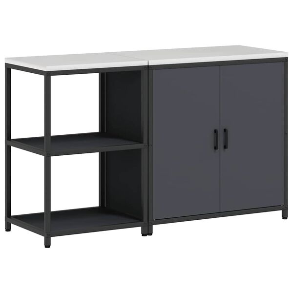 vidaXL Ensemble de rangement cuisine avec &eacute;tag&egrave;re 2 pcs Anthracite