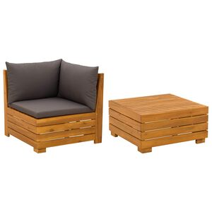 vidaXL 2 Pi&egrave;ce Ensemble de salon de jardin Bois d'Acacia Massif Marron