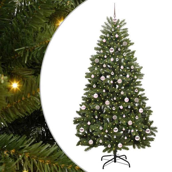vidaXL Sapin de No&euml;l artificiel avec 300 LED Vert 210 cm PVC et m&eacute;tal