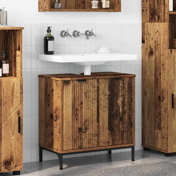 vidaXL Meuble de Lavabo de Salle de Bain avec stockage Bois Ancien