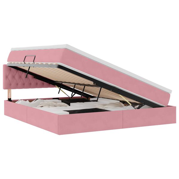 vidaXL Lit de Rangement avec matelas Rose 180 x 200 cm Velours