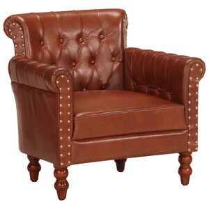 vidaXL Fauteuil Marron Cuir de ch&egrave;vre v&eacute;ritable