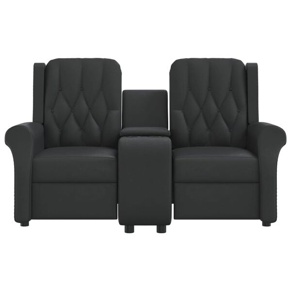vidaXL Fauteuil inclinable et porte-gobelets 2 places noir similicuir