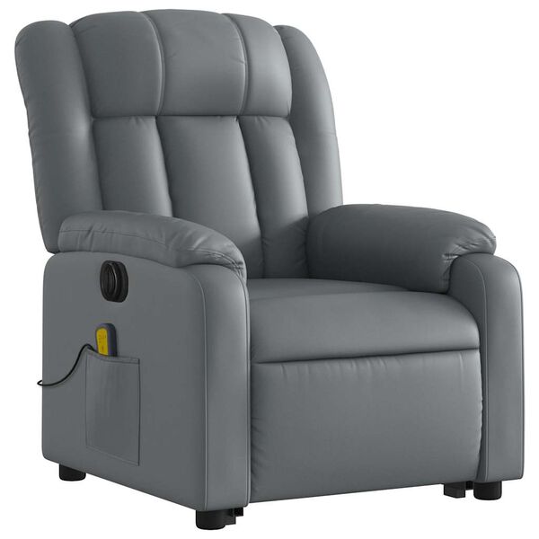 vidaXL Fauteuil inclinable de massage &eacute;lectrique gris similicuir
