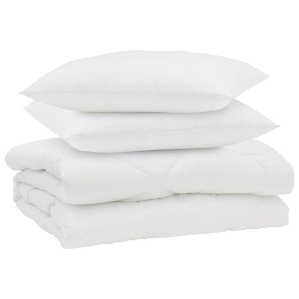 vidaXL Duvet d'&eacute;t&eacute; simple avec oreiller 3 pcs Blanc Microfibre