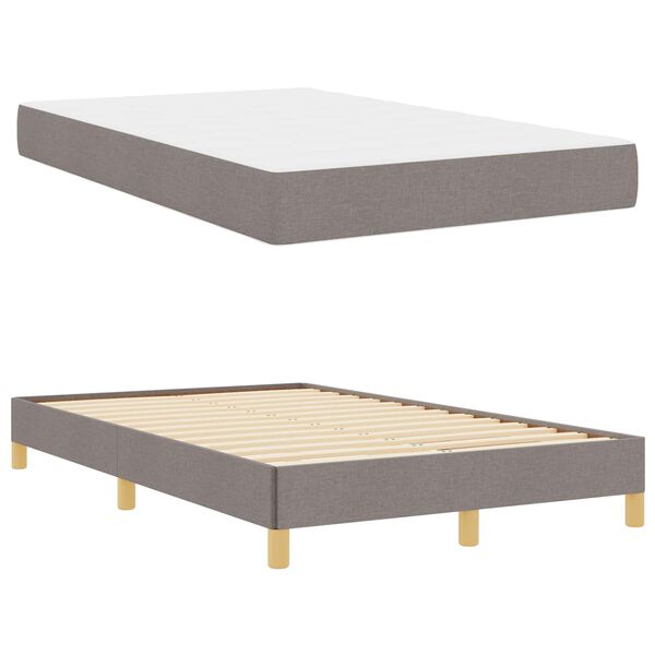 vidaXL Lit &agrave; ressorts avec matelas Taupe 120 x 190 cm tissu