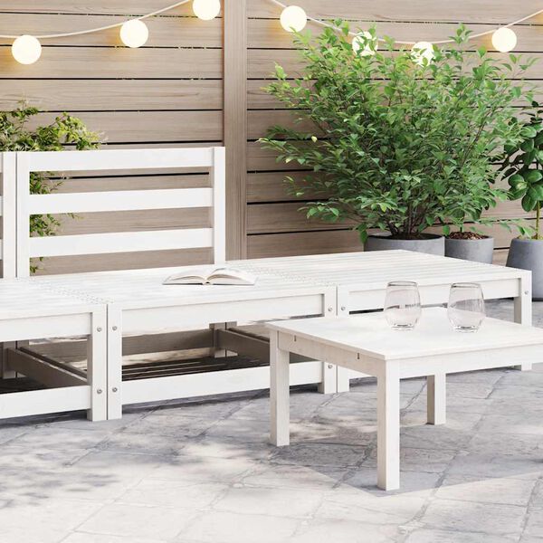 vidaXL Salon de jardin 2 pcs blanc bois de pin massif