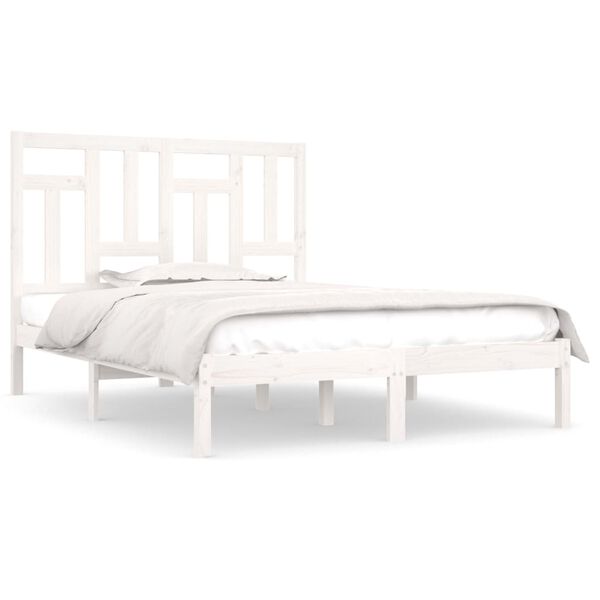vidaXL Cadre de lit sans matelas blanc 200x200 cm bois massif de pin