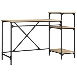 vidaXL Bureau et &eacute;tag&egrave;res ch&ecirc;ne sonoma 135x50x90cm bois ing&eacute;nierie/fer