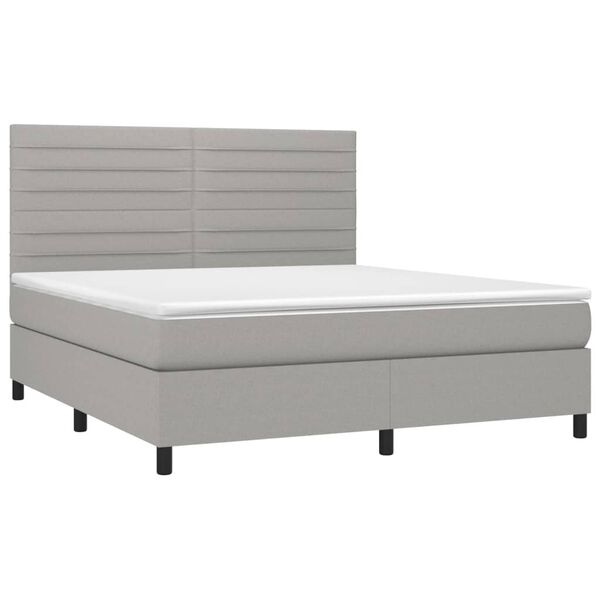 vidaXL Sommier &agrave; lattes de lit avec matelas Gris clair 160x200cm Tissu