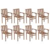 vidaXL Chaises de jardin empilables lot de 8 Bois de teck solide