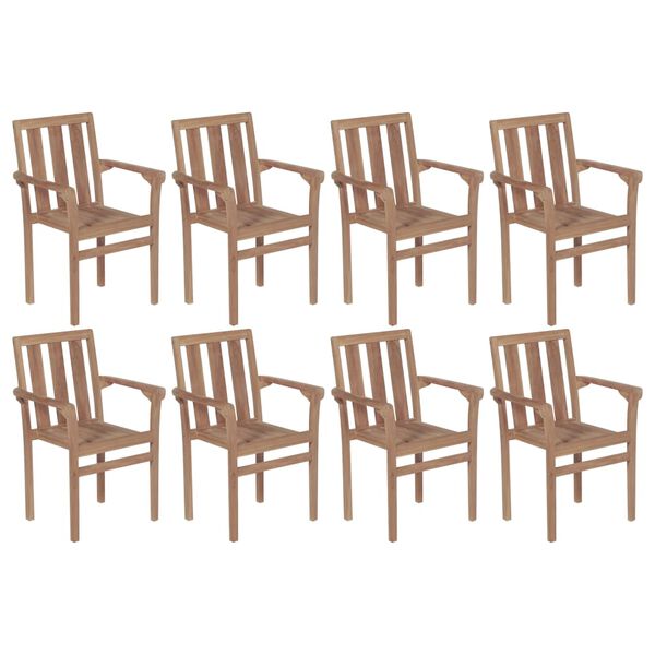 vidaXL Chaises de jardin empilables lot de 8 Bois de teck solide